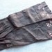 Vintage black suede gloves with embroidered flowers made in France