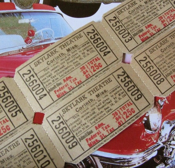 items similar to 1950s drive in movie tickets skylark theatre