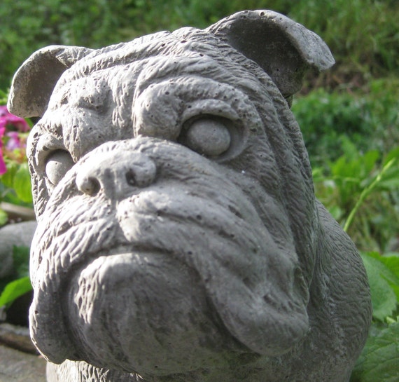 large concrete bulldog statue