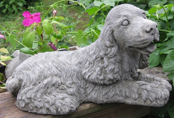 working cocker spaniel garden statue