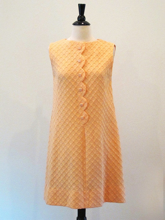 60s Mod Dress A Line Sleeveless Sweet Peach