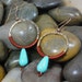 Earrings - Teardrop Turquoise Gemstone Gold Hammered Copper Wire Wrap Hoop Earrings - Free Shipping