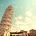 Italy Photo. Fine Art Photography. Leaning Tower of Pisa. Spring Photo. Home Decor. Wall Art. Turquoise Teal Sunny Clouds. Size A4