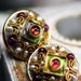 Michal Golan Round Abalone Garnet and Freshwater Earring