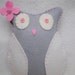 Sweet Little Owl Tooth Fairy Pillow---gray, pink & white