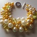 Yellow Pearl Bracelet, Crystal Bracelet, Chunky Bracelet, Bridal Jewelry, Gifts for Her, Gifts for Mom, Wirewrapped, Silver