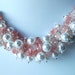 Cherry Quartz and Pearl Necklace, Chunky Necklace, Gemstone Necklace, Gifts for Her, Gifts for Mom, Silver