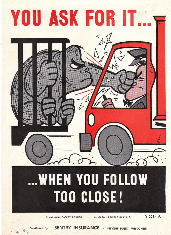 Vintage National Safety Poster follow to close by niminsshop