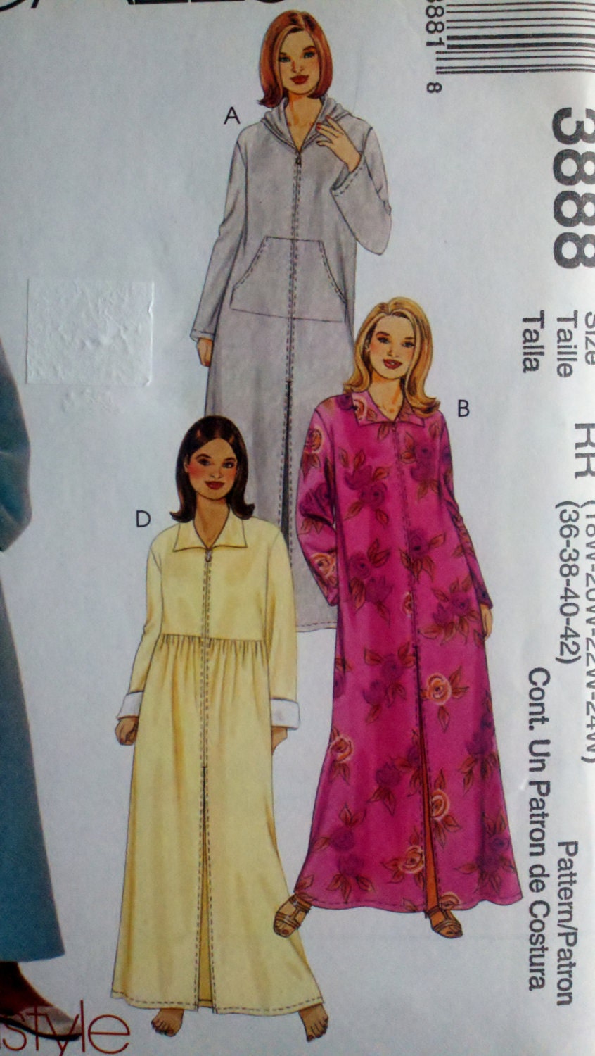 Womens Sewing Pattern Robes Housecoats Plus Sizes 18W24W Bust