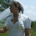 Seersucker and Lace Romantic Ruffled Wedding Dress and Bolero vintage cotton fabric for your beach or country wedding