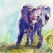 Elephant, animal, wildlife, baby animal. Ellie- Original Watercolor Painting 5" x 5" . SALE