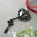 The Key To My Heart on Red Organza Charm Necklace