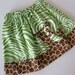 A day at the zoo or Disney safari ride - green zebra SKIRT with with yellow and brown giraffe border personalize with letter initial for baby and girls in sizes NB 3m 6m 9m 12m 18m 24m 2T 3T 4T 5T 6 7 8 10 12 14 perfect for summer
