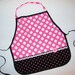 Kid's pink polka dot pretend play apron smock for toys, cooking tools, art supplies or any other treasures - for children 12 months to 6