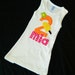 Girl's summer white tank dress with yellow popcicle, orange polka dot birthday number applique with hot pink personalized name size 12m -6