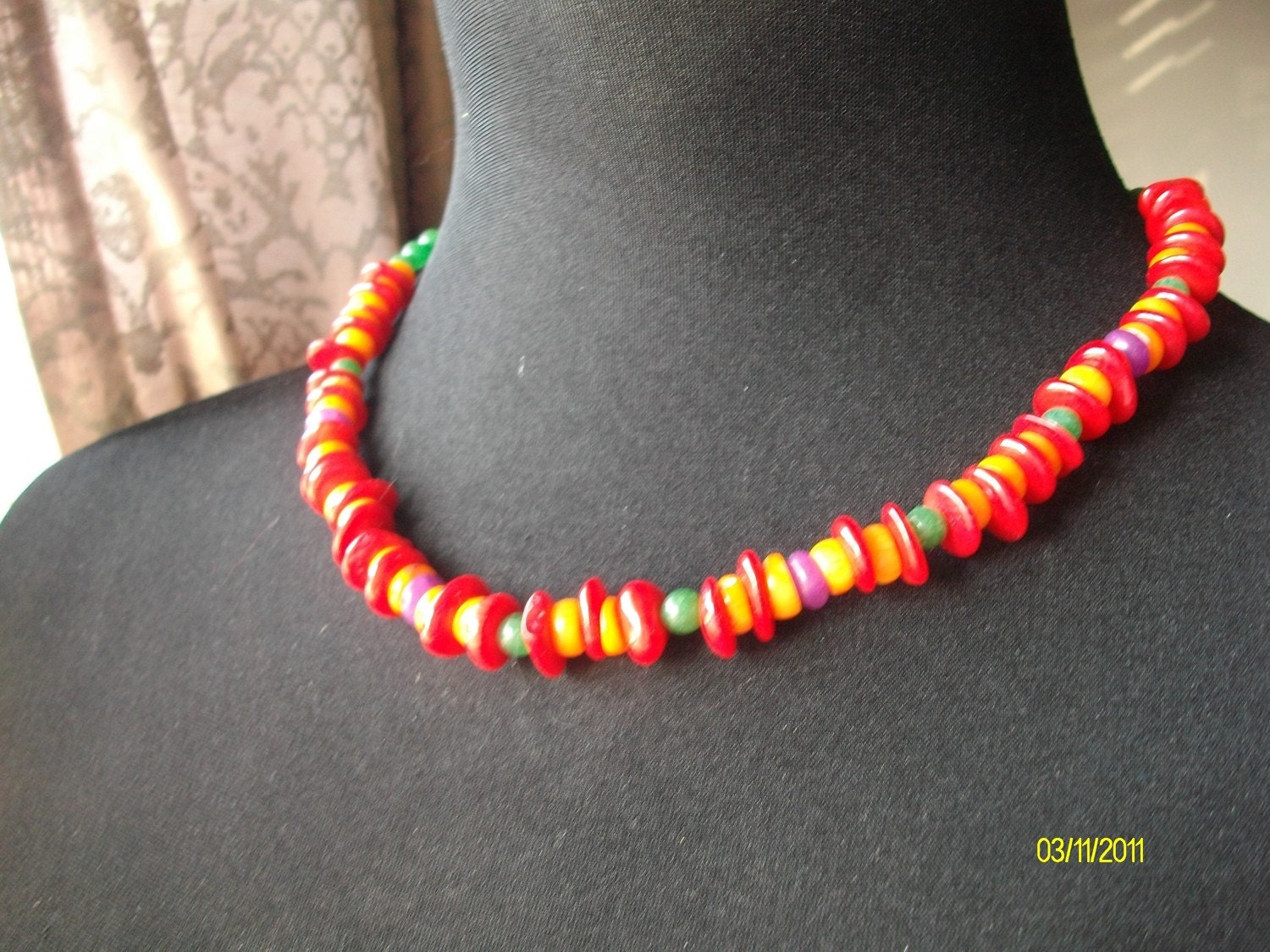 Colourful coral and jade necklace by DecoroVestio on Etsy