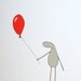 Original Screen Print Greeting Card - Say Happy Birthday with Poosac and his Red Balloon