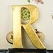 Vintage Shop front letter R pub sign, 24 carat gold leaf, shop front antique signage industrial