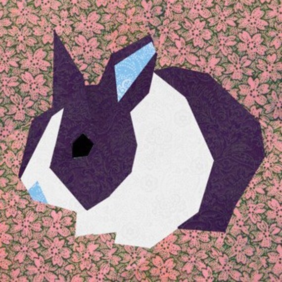 Rabbit quilt block paper pieced quilt pattern PDF by BubbleStitch
