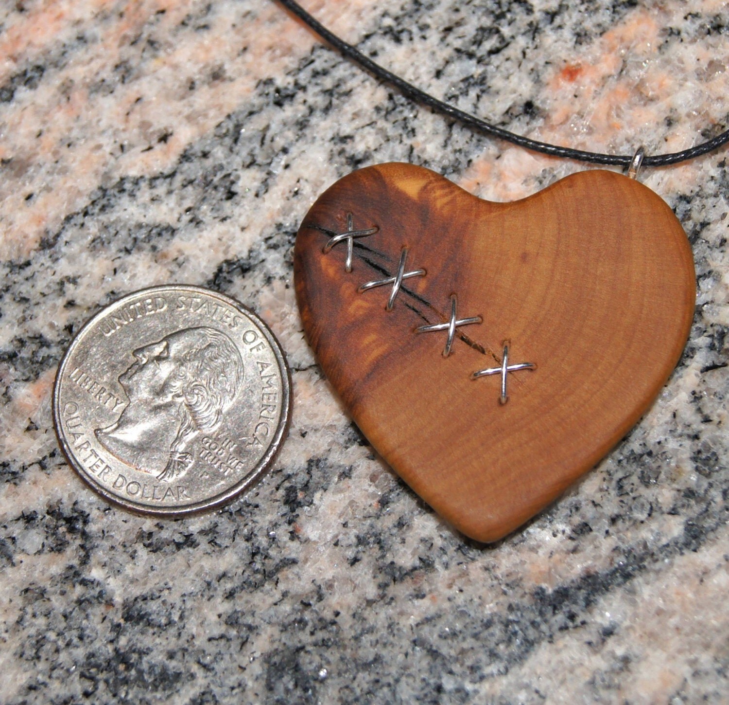 Olive Wood Pendant wood jewelryHeart