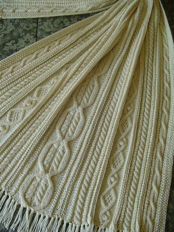 aran knit afghan handknit afghan fisherman knit