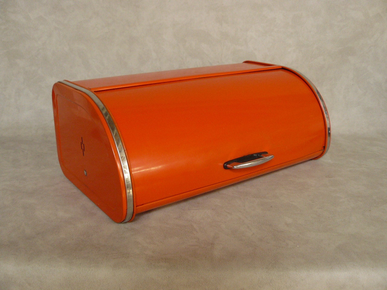 vintage orange bread bin