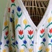 80's Cardigan Sweater Tulips Over Sized Large