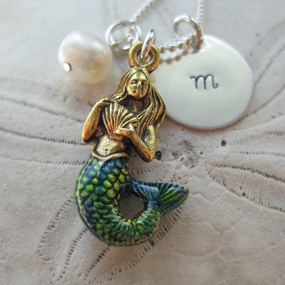 Mermaid Necklace Mermaid Charm Necklace by WanderingTulip