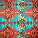 Traditonal Indian Navajo Teal Rust Tan Cotton Fabric