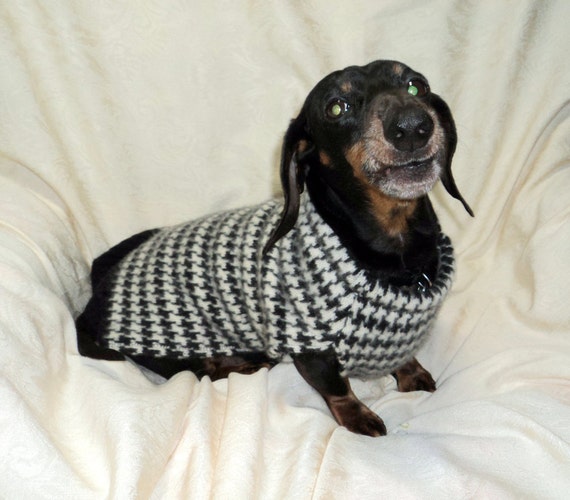 Dachshund coat dog sweater re-designed black n white merino