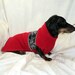 Dachshund coat felted red wool Fair Isle snowflakes