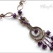 Purple amethyst and bronze wire wrapped necklace- Alzena