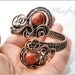 Wire wrapped cuff bracelet- red jasper and bronze wire