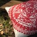 Wool Pillow Cover White Red Embroidered OOAK Eco Boiled Wool