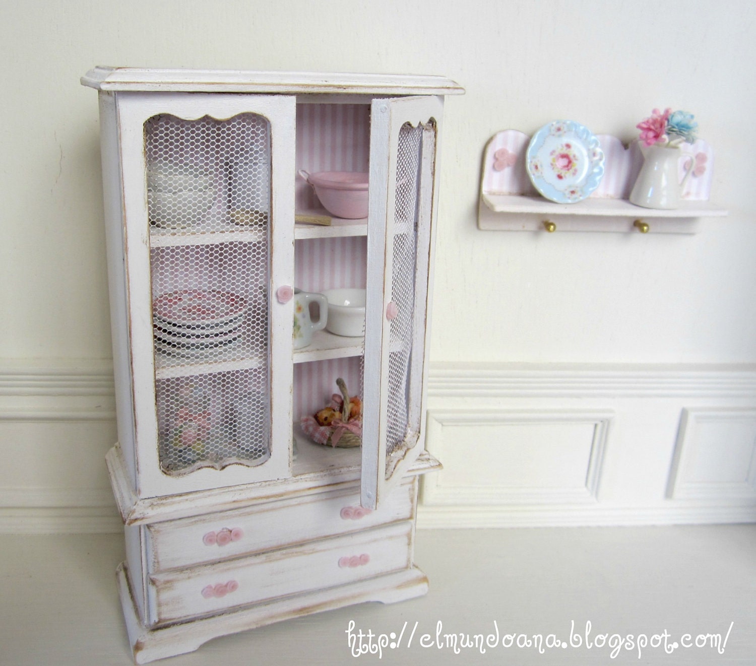 Cupboard shabby chic style. scale 112 by Mundorosa on Etsy