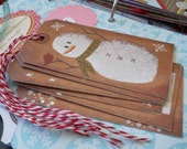 Snowman Primitive Gift Tags / Merry Christmas Vintage Style Holiday Il_170x135
