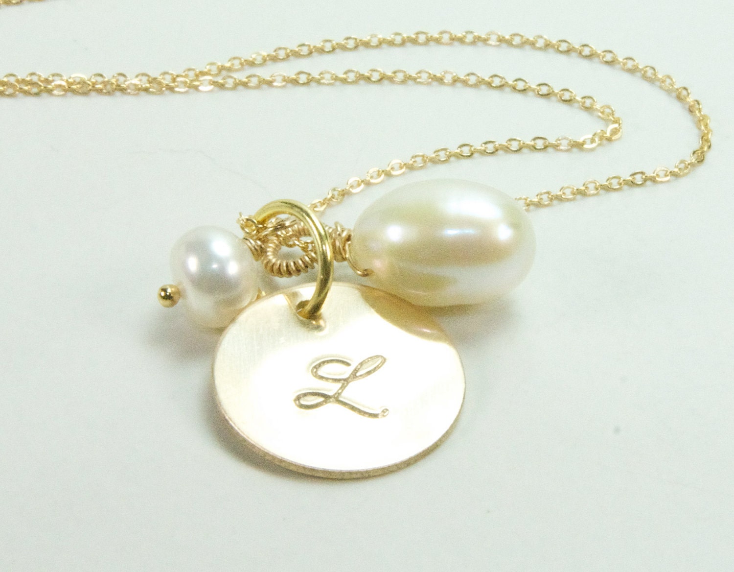 Dainty Pearl Initial Necklace/ June Birthday Ideas/ Single
