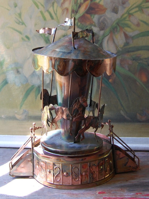 Vintage Copper Carousel Music Box