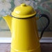 Vintage Bright Yellow Enamel Tea Kettle