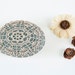 Hand crochet lace stone rustic beach ecru lace dark turquoise river rock housewarming gift shabby chic wedding party decor