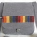 Grey muted rainbow corduroy messenger bag
