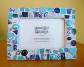 Blues Mosaic Photo Frame Picture Frame Broken China Made to Order