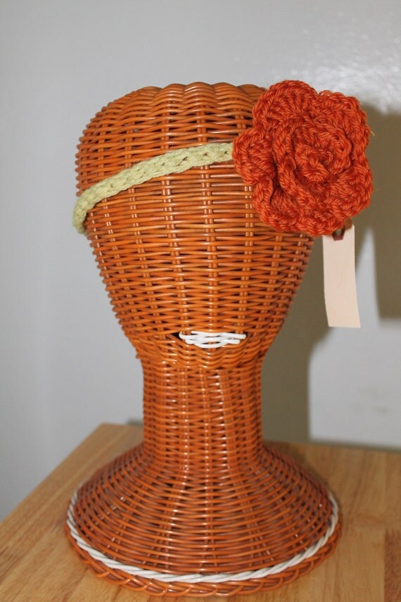 Crochet flower string headband by CheshireEden on Etsy