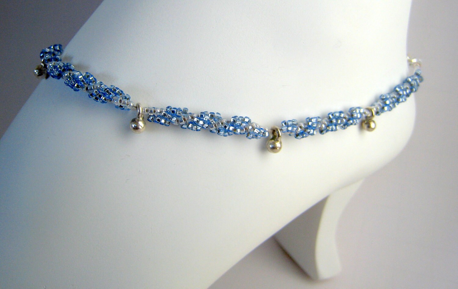 Beaded Anklet Rope Anklet Blue Ankle Bracelet by BeadfulStrings