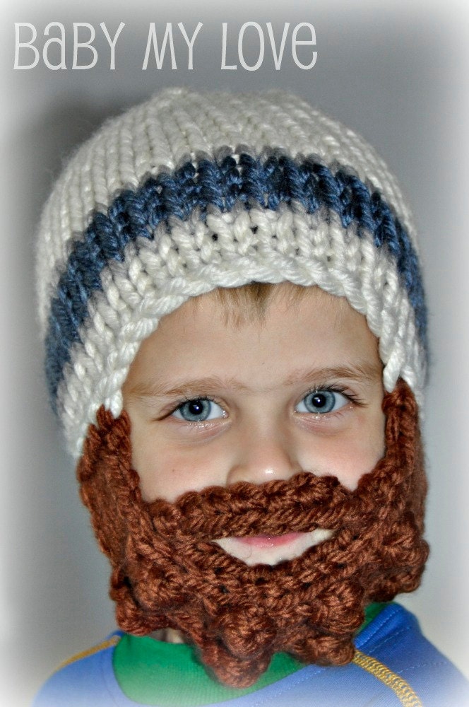 Lumberjack Childs Bearded Knit Hat Toddler Kid Winter Cap