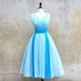 1950s prom dress - 50s formal dress - baby blue chiffon party dress - small / medium
