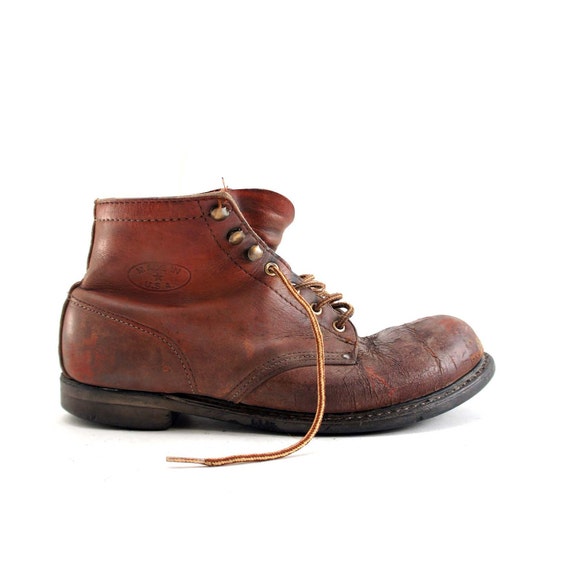 Distressed Steel Toe Work Boots in Old Fashioned Miner Style