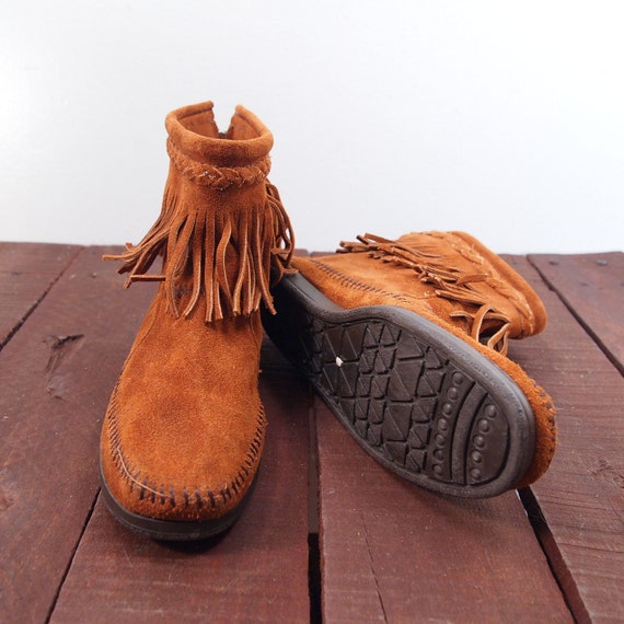 Minnetonka Fringe Moccasin Ankle Boots for a Women's Size