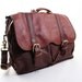 Burgundy Leather Messenger Bag / Laptop Bag or Briefcase with Gold Hardware