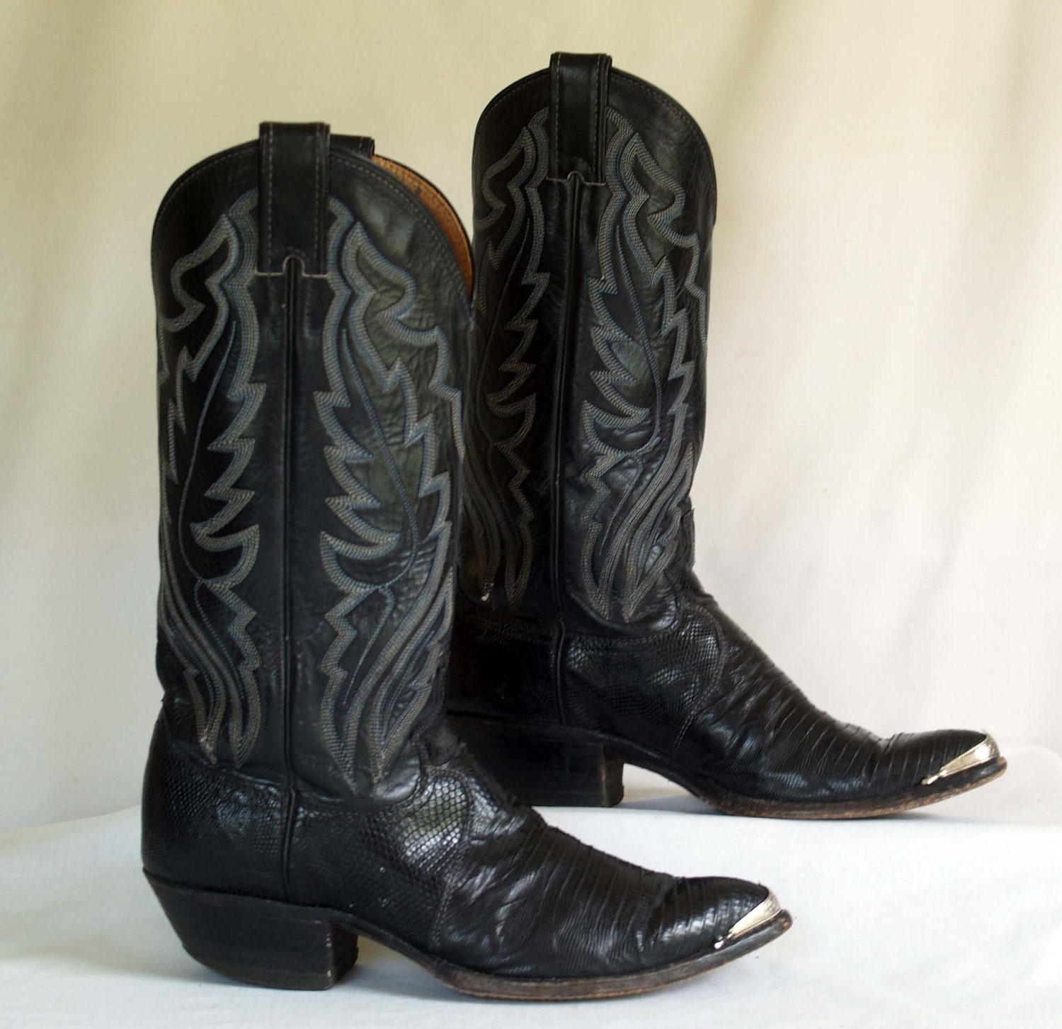 Vintage Cowboy Boots by Justin with Lizard Skin Vamp in by ShopNDG